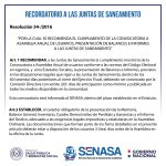 RECOMENDACIONES DEL SENASA A LAS JUNTAS DE SANEAMIENTO PARA SU CUMPLIMIENTO ANUAL